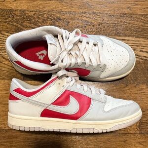 Nike Dunk Low in White and Red Accents